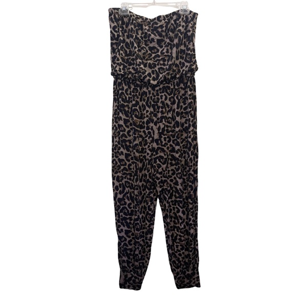 She's Cool Pants - She’s Cool Strapless Jogger-Style Leopard Print Jumpsuit